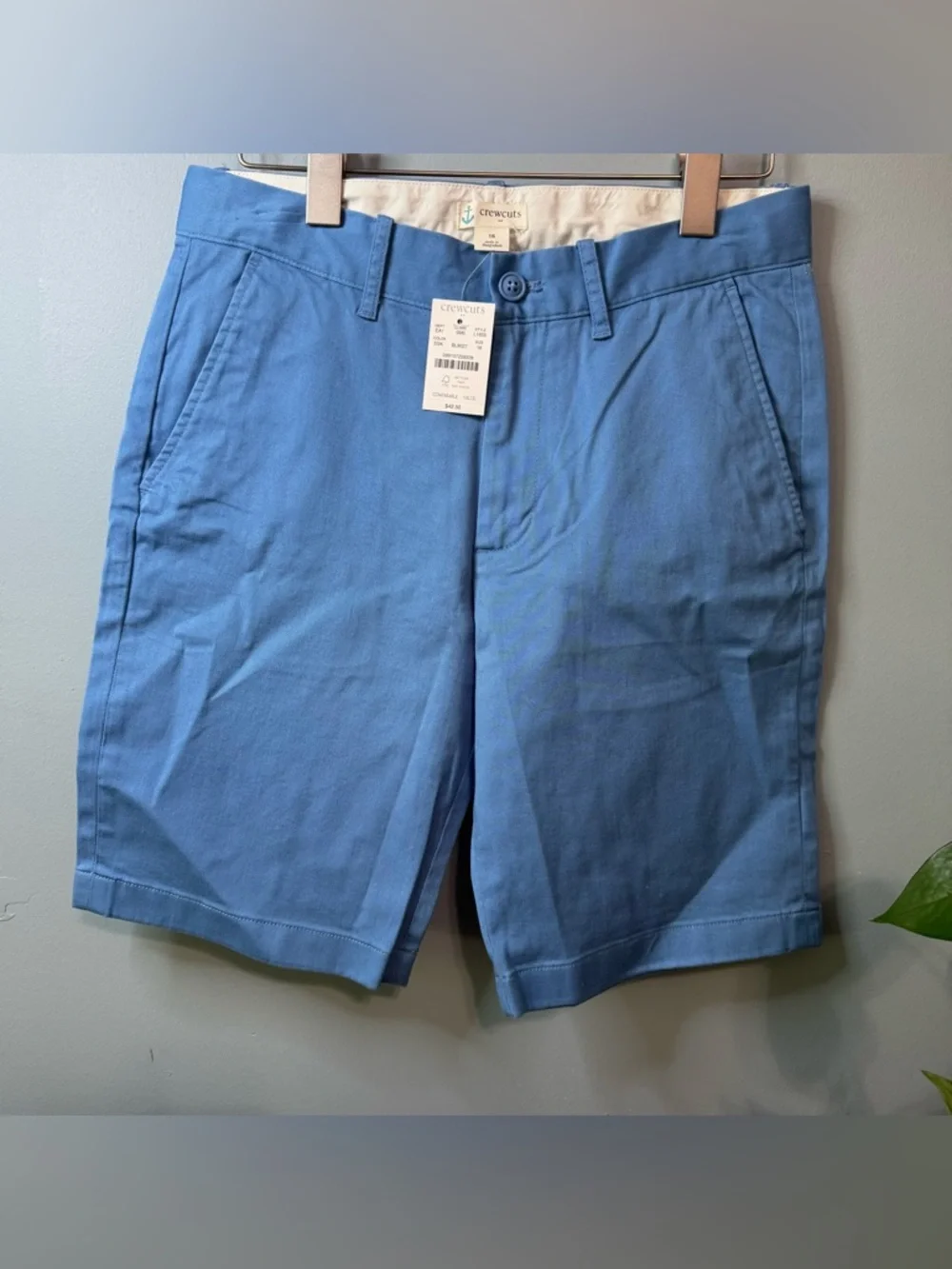 Crewcuts Boys Stretch Chino Shorts Blue Adjustable Waist. NWT. Size 16